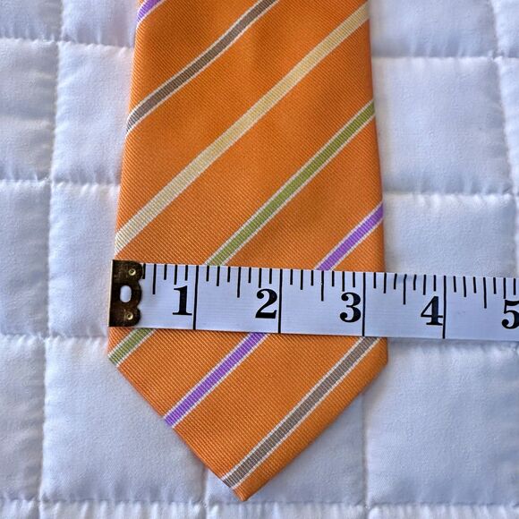 Paul Stuart Men's 100% Silk Designer Repp Multicolor Striped Tie Handmade in UK - Picture 7 of 8